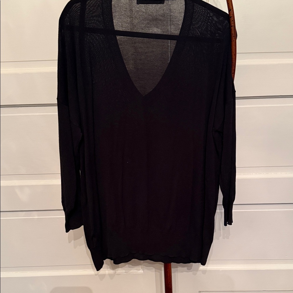 Zara Women's semi sheer dark vamp long sleeve layering top L - Picture 3 of 8